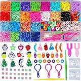 Loom Gummibänder Set buntes Regenbogen-Gummi Webstuhl-Set, DIY für Mädchen Charms Perlen Geburtstagsgeschenk Bastelsets für Kinder Freundschaft, 23 Farb