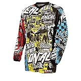 O'NEAL | Motocross-Shirt Langarm | Kinder | MX MTB Mountainbike | Leichte Materialien, Eingenähte Ellbogenpolster, Atmungsaktives Polyester | Element Youth Jersey Wild | Multi | Größe XL