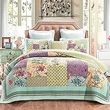 ZYYH Tagesdecke Steppdecke Patchwork Wende Design Bettdecke 100% Baumwolle Bettdecke Steppdecke Doppelbett 230cm x 250cm mit 2 Kissenbezügen 50 x 70 cm,230x250
