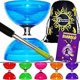 Cyclone Quartz PRO Diabolo Set (6 Farbvarianten) Freiläufer (mit kugellager) Dreifache Lagerung Kombi-Set + Diablo Alu-Handstäbe, Diaboloschnur + Mr Babache Booklet von Tricks +Reisetasche! (Rosa)