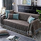 KGDC Schonbezug ​Sofa European Chenille Streifen Couch Abdeckung für Sofas 3 4 Sitzer Sektion Sektionalzierer Stuhl Sofa Handtuch Wirbel rutschfeste Waschbare Möbelschutz Stilvolle Couchabdeckung