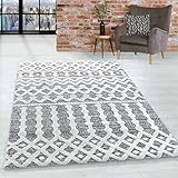 HomebyHome Kurzflor Design Teppich Looped Flor Inka Linien Muster, Farbe:Grau, Grösse:80x150