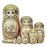 HUANHUI Matroschka Matroschka 7 Stücke Handgemachte Hölzerne Gold Russisch Nisting Puppen Matryoshka Holz Spielzeug Traditionell Matryoshka Kinder matroschka Pupp