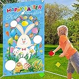 GNNMOY Oster-Wurfspiele mit 3 Sitzsäcken, Osterhasen-Spiele für Kinder, Erwachsene, Jungen, Mädchen, Osterkorb, Füllmaterial, Geschenke, Dek