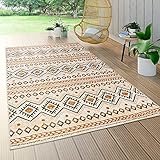 Paco Home Outdoor Teppich Wetterfest Balkon Küche Boho Vintage Modern Creme Orange Grau, Grösse:160x230