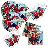 36-tlg. Partyset Spiderman für 8 Kinder - Partygeschirr und Zubehör für Kindergeburtstag