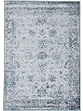 carpetfine Vintage Teppich Soli Hellblau 80x150 cm | Moderner Teppich für Wohn- und S