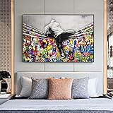 Moderne kreative Graffiti-Wandkunst Street Art Bilder bunte Leinwanddrucke Pop-Art-Gemälde für Wohnzimmer-Wanddekoration-70 x 100 cm ohne R