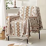 Boho Decke Mit Fransen,Gewebte Tagesdecke 130×210cm, Geometrische Sofadecke Quasten Jacquard,Nordic Handgemachte Strickdecke Für Fernsehen Oder Nap Auf Dem Stuhl, Sofa Und B