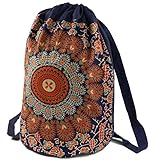 GURU SHOP Turnbeutel Rucksack, Indischer Mandala Schulterbeutel, Turnbeutel - Orange, Herren/Damen, Baumwolle, Size:One Size, 50x40x30 cm, Ausgefallene S