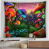 NHhuai Wandbehang Tapisserie Tapisserie Wand Kunststoff Home Decor Yogamatte Bunte Wanddekoration mit Pilzhinterg