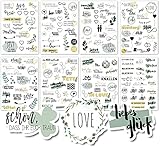 Sticker Hochzeit Gästebuch (4 Bögen) - Vintage Hochzeit Aufkleber für Gästebuch oder Fotoalbum mit viel Liebe - Love Stickers für Scrapbook oder Bullet Journal - Wedding Deko mit Herz - Goldgrü