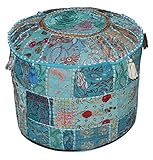 Indian Pouf Hocker Jahrgang Patchwork verschönert mit Patchwork-Wohnzimmer osmanischen Cover, 46 x 33