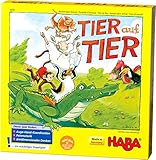 Haba 4478 - Tier auf Tier, Stapelspiel für 2-4 Spieler ab 4 Jahren, mit Tierfiguren aus Holz, auch spielbar als Solosp