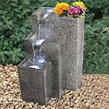 AMUR Gartenbrunnen Brunnen Zierbrunnen Zimmerbrunnen Brunnen GRANITWAND-Kaskade mit LED-Licht 230V Wasserfall Wasserspiel für G