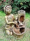 Casa Padrino Deko Gartenbrunnen Grün/Braun H. 59 cm - Luxus Kunststein B