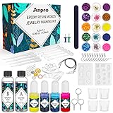 Anpro Epoxidharz Set 240ml, Resin DIY Set, epoxidharz mit härter, Epoxidharz Formen, Farbe, Glitzer, Handschuhe, Messbecher, für Kunst, Handwerk, Schmuckherstellung