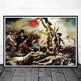 CNHNWJ Eugene Delacroix Gemälde 《Die Freiheit führt das Volk》 Kunstdruckt Leinwand Wand Bilder Schlafzimmer Dekor Bild Wohnzimmer Wanddekor Poster 50x70cm Kein R