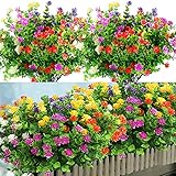 12 Bündel Künstliche Blumen Outdoor Indoor, Künstliche Kunstblumen UV-beständige Sträucher Pflanzen zum Aufhängen Pflanzer Zuhause Hochzeit Veranda Fenster Gartendekor (6 Farben Kamelie)