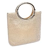 EULovelyPrice Damen Handgemachte Strass Handtasche, Abendtasche Damen Clutch Für Party (Gold)