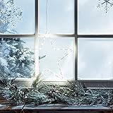 Lights4fun LED Stern Fensterbild Weihnachten Fensterdeko Timer Batteriebetrieb 35