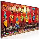 decomonkey Bilder Afrika Frau 150x50 cm 1 Teilig Leinwandbilder Bild auf Leinwand Wandbild Kunstdruck Wanddeko Wand Wohnzimmer Wanddekoration Deko oragne Mozaic S