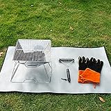 GoRIKI Feuerfeste Grillmatte, rechteckig, mit Silikonbeschichtung, flammhemmend, mit Aufbewahrungstasche für Camping, Picknick, H