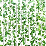 SOMONEY Efeu Künstlich, 15 Stück 105 Ft Efeu Hängend Girlande Künstlich Efeugirlande Leaves für Room Decor - 50 Grüne Kabelb