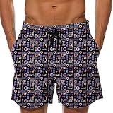 Badehose Quick Dry Boardshorts mit Netzfutter Seitentaschen für Herren, Live_schwarz, Larg