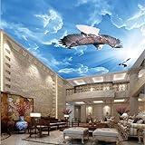 Fototapete Blauer Himmel und weiße Wolken Adler 3D Große Decke Wandbild Tapete Wohnzimmer Schlafzimmer Wohnkultur Design 3D Decke Zenith Wandbild 300x240