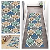 TINGLIU Küchenteppich 70x250cm Waschbar Flachgewebeteppich Bunter Stil für Wohnzimmer Flur Büro Schlafzimmer, F