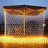 zootop LED Netz Lichterketten 3mx2m 200 LEDs Anschließbare Mesh Lichterketten 8 Modi Weihnachtsnetz Lichter für Indoor Outdoor Garten Hochzeit Weihnachtsbaum Vorhang Dekoration Warmweiß