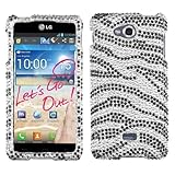 MyBat LGMS870HPCDM010NP Dazzling Diamond Bling Case for LG Spirit MS870 - Retail Packaging - Black Zebra Sk