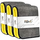 EASY EAGLE 3X Mikrofasertücher 1200GSM zur Professionellen Autopflege, Ultraweich für Perfekte Lackpflege, 38 x 44