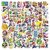 Deen Super Mario Aufkleber Pack 100 Stück, wasserdichte Vinyl Aufkleber Anime Stickers Trendiges Scrapbook Abziehbilder für Teenager Mädchen Laptop Tasche Skateboard Fahrrad Wasserflaschen T