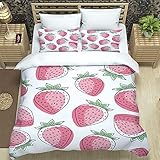 Proxiceen Frucht Serie Bettwäsche Set,Rosa rot Blau Bunt mit Reißverschluss microfaser Bettbezüge und Kissenbezug (A02,155x200cm+80x80cm x2)