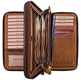 Hill Burry Leder Reisebrieftasche | Dokumententasche - Travel/Wallet aus naturgegerbtem hochwertigem Rindsleder | Organizer/XXL Mappe | Geldbörse Portemonnaie Portmonee (Braun)