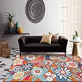 FACWAWF Wohnzimmerteppich Mit Farbigem Blumendruck, Innenteppich, Kaschmirimitat, Weicher Schlafzimmerteppich, Kinderzimmerdekoration, rutschfeste Teppichmatte, Treppentürmatte 80x120