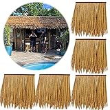 PVC-PE-Kunststoff-PE-Simulationsstroh Strohhalm Holzhaus Die Palmdächer Paneele,Feuerfeste Verfügbar Für 10 Jahre,Für Tiki Bar Sonnenschirm Hawaii Bauernhaus Poolbar Pavillon(Size:4pcs,Color:Gelb)