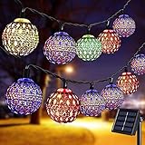 Senhui Solar Lampe,LED Solarbetriebenes Lichterketten ,7M 50 LED Solar Marokkanische Lichterketten Außen，8 Modi Solar Kristall Kugeln für Garten, Bäume, Terrasse, Weihnachten, Hochzeiten, Partys（Bunt）