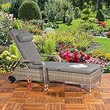 HUIJK Gartenliege Sonnenliege Liegestuhl Loungeliege Polyrattan Rattan Liege G