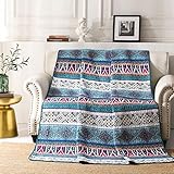 Qucover Böhmische Tagesdecke 150x200 cm, Bettüberwurf für Einzelbett, Gesteppte Decke Indische Grün 140x200