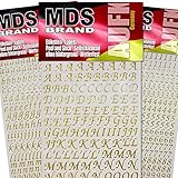 MDS Brand Schreibschrift Buchstaben & Zahlen (1cm) zum beschriften von Kerzen 3er/pk für Hochzeitskerze, Taufkerzen, Kommunionkerzen oder dankeskarten, einfach zum basteln und gestalten 20(Gold)