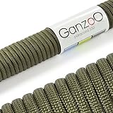 Ganzoo Paracord 550 Seil Für Armband, Leine, Halsband, Nylon-Seil 30 Meter, Army-Grü