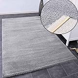 VIMODA Teppich Wohnzimmer in Hell-Grau Flauschig Microfaser Dicht gewebt-Weich, Maße:80x150