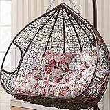 JRMU Egg Nest Seat Pad and Pillow, 55''x43'', Hanging Egg Hammock Chair Cushion Wicker Rattan Swing Pads 2 Persons Seater Zipper Washable Mat for O