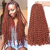 Xtrend 6 Packungen 18 Zoll 22 Strähnen/Packung Kupfer Red Passion Twist Haar für Schmetterlingsloks Wasserwellen Häkeln Flechten Haar Häkelborten Pre Looped Synthetic Fiber Naturhaarverlängerung 350#