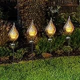 wuuhoo® I LED Solar Garten-Fackel Daria I Solar Flamme aus Metall I Dekoratives Licht für Garten, Terrasse und Wege mit Dämmerungssensor I Wetterfest IP44 wassergeschützt I Deko für Außen 4 Stk