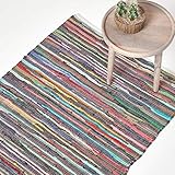 Homescapes Chindi Flickenteppich 70 x 120 cm Bunt aus 100% Recycelter Baumwolle - Fleckerlteppich B