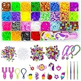 WONDERFORU Loom Bänder Set zum Basteln, 1800+ Bunt Gummibänder Starterset DIY Basteln Bunte Bänder Box Set Kinderspielzeug Weihnachten Geschenk für Mädchen, 26 Farb